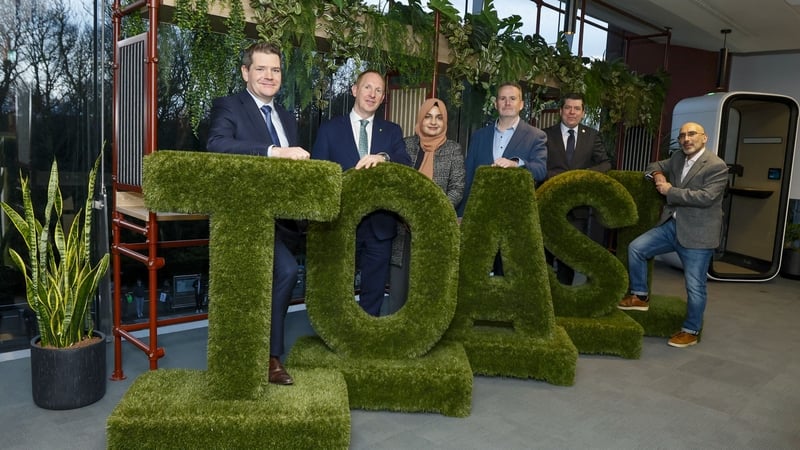 Minister Peter Burke, Michael Lohan, CEO IDA, Qurrat Ul Ain, Technology IDA, Dave Fleming, Site Lead Toast, James Farrell, Department Manager, IDA, Ash Aryan, VP of Engineering Toast.