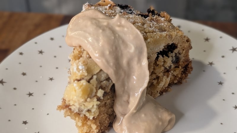 Rachel Allen's mincemeat crumble cake with Mrs Hanrahan's sauce
