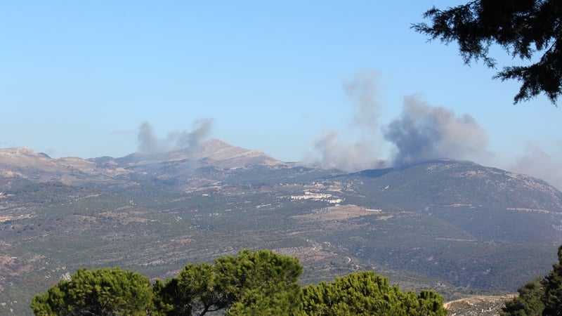 Smoke rises after Israeli warplanes carried out airstrikes on the Jbour area of Nabatiye province in southern Lebanon