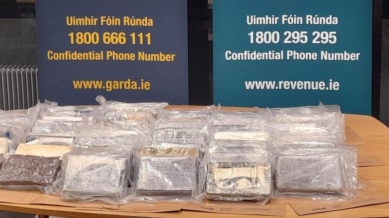 During the searches in Co Kildare and Co Wexford, 58kg of suspected cocaine was seized
