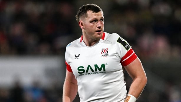 5 December 2025; Angus Bell of Ulster during the EPCR Challenge Cup match between Ulster and Racing 92 at Affidea Stadium in Belfast. Photo by Ramsey Cardy/Sportsfile