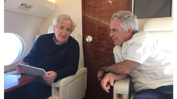 Jeffrey Epstein on a plane with Noam Chomsky
