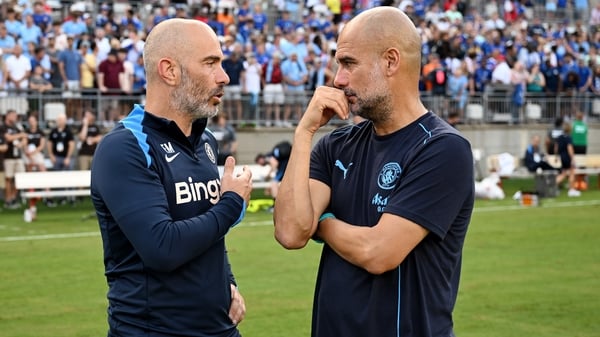 COLUMBUS, OHIO - AUGUST 2: of Chelsea during a press conference at Lower.com Field on August 2, 2024 in Columbus, Ohio. (Photo by Darren Walsh/Chelsea FC via Getty Images)