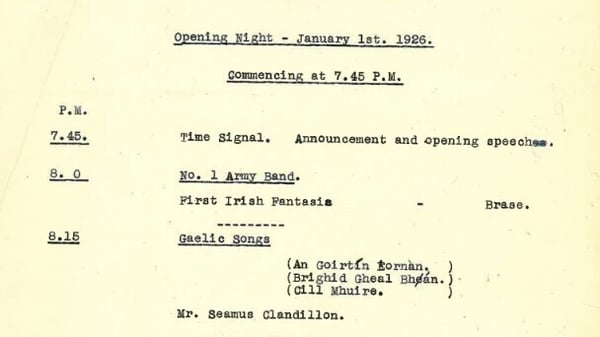 Schedule of acts for the opening night of 2RN