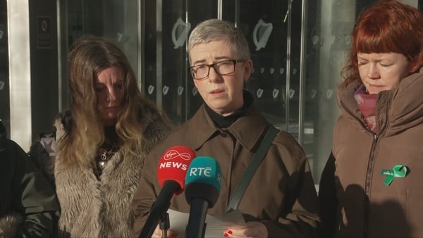 The family of Maud Coffey outside court buildings