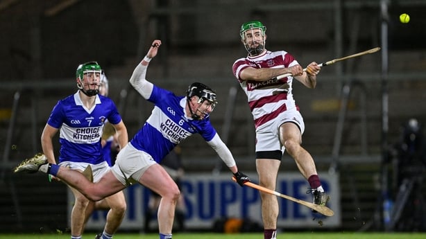 29 November 2025; Christopher McKaigue of Slaughtneil in action against Peter McCallin of St John's during the AIB Ulster GAA Hurling Senior Club Championship final match between Slaughtneil of Derry and St John's of Antrim at BOX-IT Athletic Grounds in Armagh. Photo by Ramsey Cardy/Sportsfile