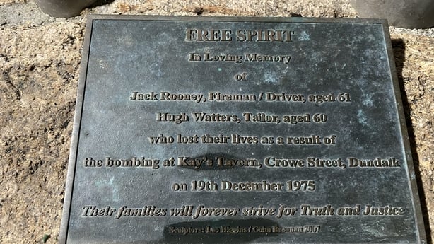 A memorial plaque to victims of the Dundalk bombing