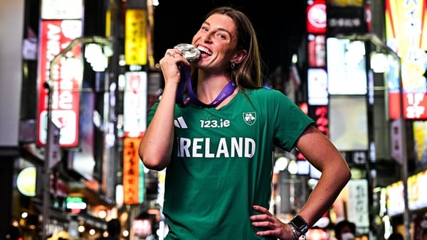 Kate O'Connor of Ireland poses for a portrait with her women's heptathlon silver medal during day nine of the World Athletics Championships Tokyo 2025 at Kabukicho in Tokyo, Japan
