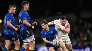 Luke McGrath of Leinster in action against Sam Crean of Ulster during the United Rugby Championship match between Leinster and Ulster at the Aviva Stadium in Dublin. Photo by Ramsey Cardy/Sportsfile