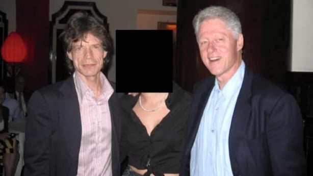 A picture shows Mick Jagger, Bill Clinton and a third person whose face is blurred out
