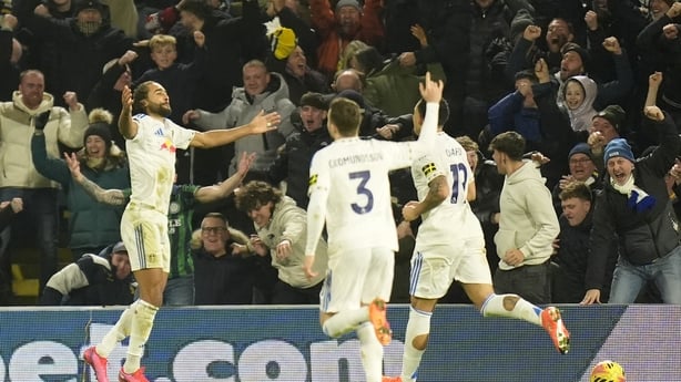 Leeds United's Dominic Calvert-Lewin (left) after scoring his second goal against Crystal Palace - Premier League, December 2025