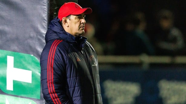 20 December 2025; Munster head coach Clayton McMillan before the United Rugby Championship match between Ospreys and Munster at Brewery Field in Bridgend, Wales. Photo by Gruff Thomas/Sportsfile