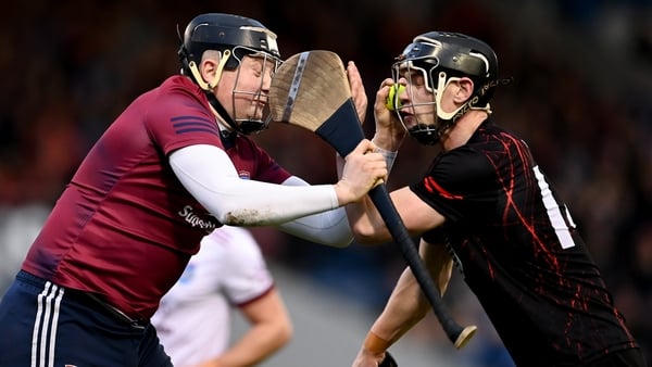 21 December 2025; St Martin's goalkeeper Callum Quirke is tackled by Kevin Mahony of Ballygunner during the AIB GAA Hurling All-Ireland Senior Club Championship semi-final match between Ballygunner and St Martin's at FBD Semple Stadium in Thurles, Tippera