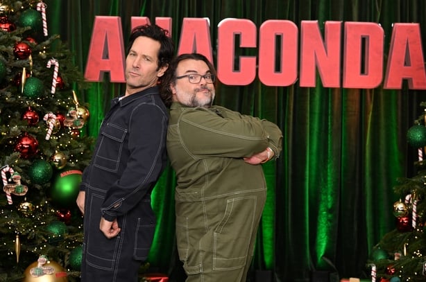 LONDON, ENGLAND - DECEMBER 19: Paul Rudd and Jack Black attend the Photocall for Columbia Pictures' "Anaconda" at Claridge's on December 19, 2025 in London, England. (Photo by Jeff Spicer/Getty Images for Sony)