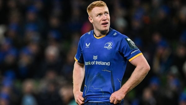 19 December 2025; Ciarán Frawley of Leinster during the United Rugby Championship match between Leinster and Ulster at the Aviva Stadium in Dublin. Photo by Ramsey Cardy/Sportsfile