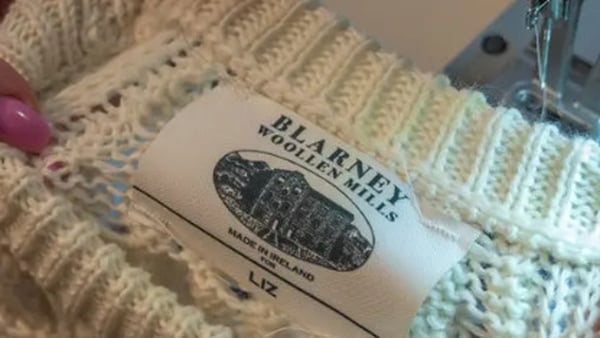 Image of an Aran jumper with a Blarney Woollen Mills label