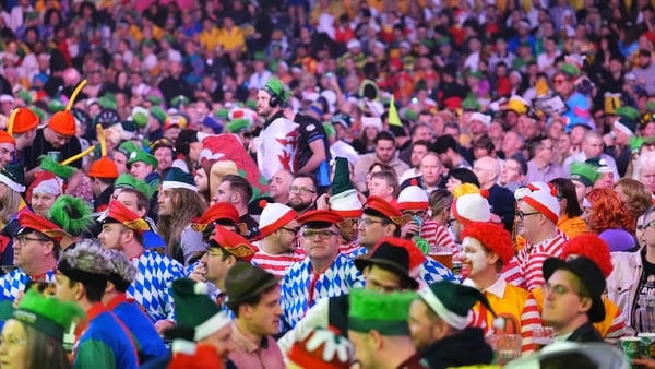 A general view of fans in fancy dress