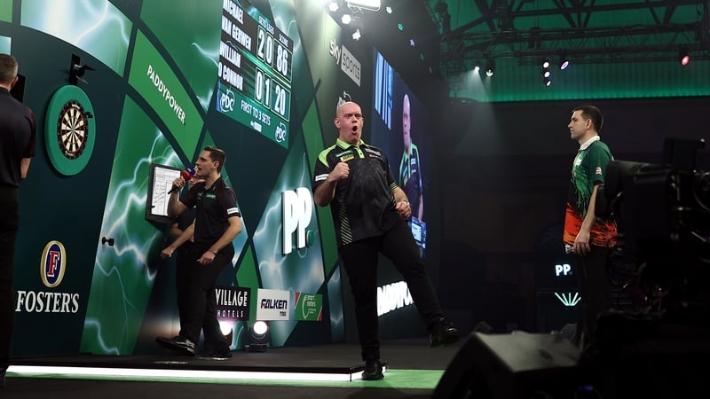 Michael van Gerwen celebrates against Willie O'Connor