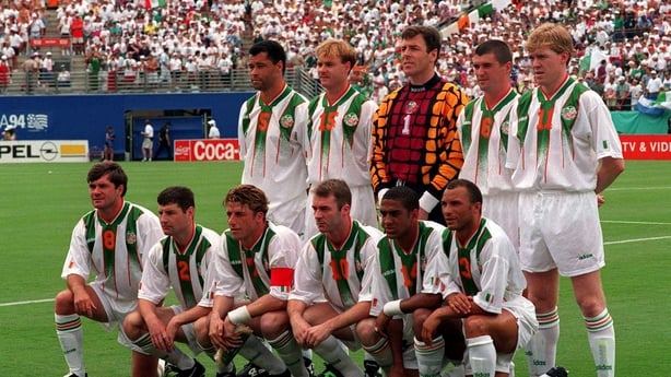 24 June 1994; The Republic of Ireland team before the FIFA World Cup 1994 Group E match between Mexico and Republic of Ireland at the Citrus Bowl in Orlando, Florida, USA. Photo by David Maher/Sportsfile