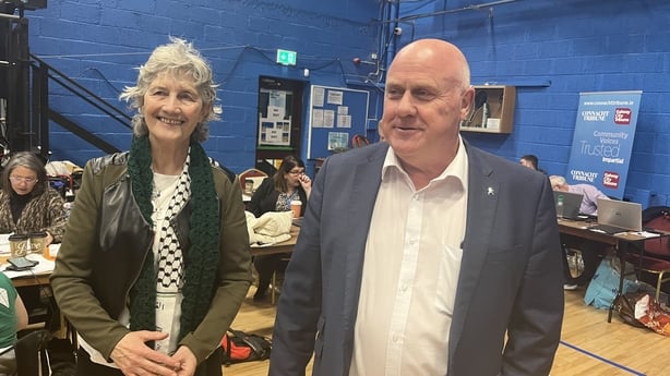 Catherine Connolly and Noel Grealish in Galway count centre