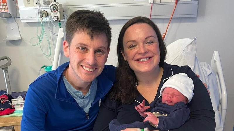 Proud parents Kristin and Colm Concannon with their newborn son Ronan in the Rotunda Hospital in Dublin