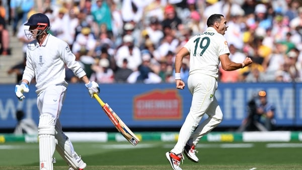 Scott Boland of Australia celebrates the wicket of Harry Brook of England - Day 1 of 4th Test, 2025-26 Ashes series