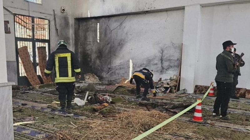 The scene of the explosion in Homs