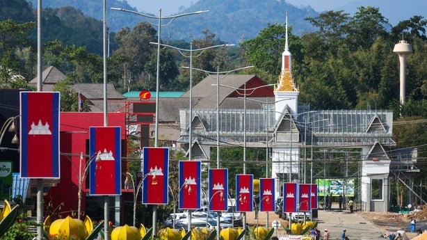 The Ban Pakkad Border Checkpoint between Thailand and Cambodia near where the ceasefire talks take place, in Pailin Province, Cambodia