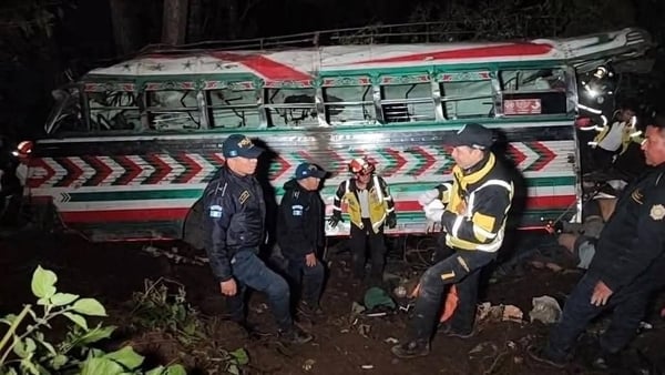 The scene of a fatal bus crash in Guatemala