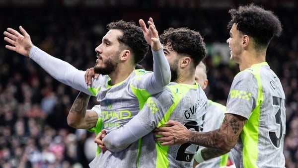 NOTTINGHAM, ENGLAND - DECEMBER 27: Manchester City's Rayan Cherki (left) celebrates scoring his side's second goal during the Premier League match between Nottingham Forest and Manchester City at City Ground on December 27, 2025 in Nottingham, England. (P