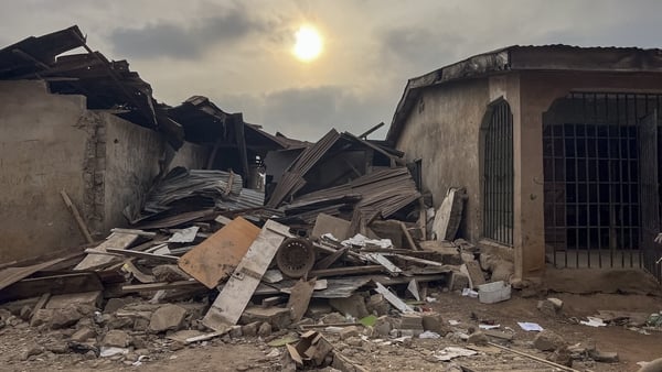 Destroyed buildings in Offa in Nigeria after US strikes targeting IS and local militants