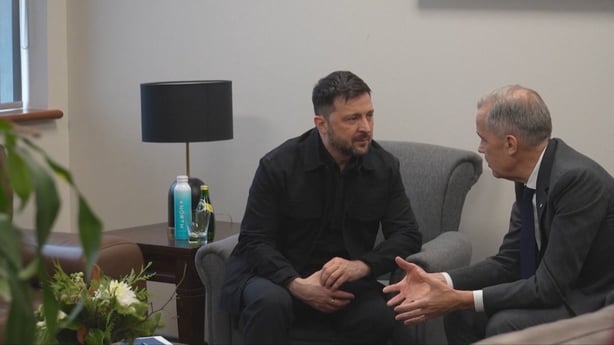 Volodymyr Zelensky with Canadian Prime Minister Mark Carney