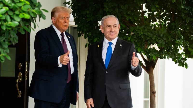 Donald Trump greets Israeli Prime Minister Benjamin Netanyahu as he arrives for a meeting in the Oval Office at the White House in September (file photo)
