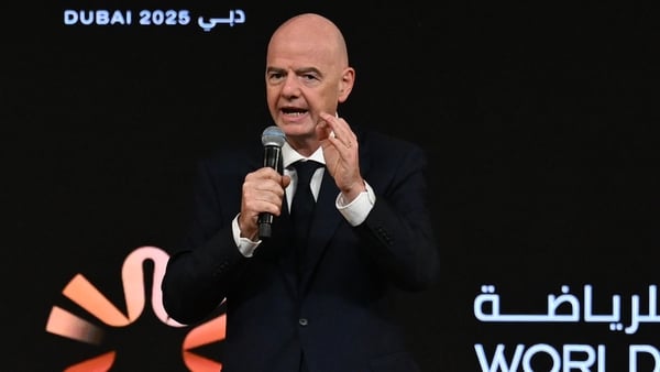 FIFA President Gianni Infantino attends the opening ceremony of The âWorld Sports Summitâ at Madinat Jumeirah in Dubai, United Arab Emirates on December 29, 2025.