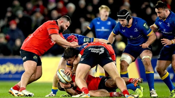 Leinster's Joe McCarthy poaches the ball from Alex Nankivel