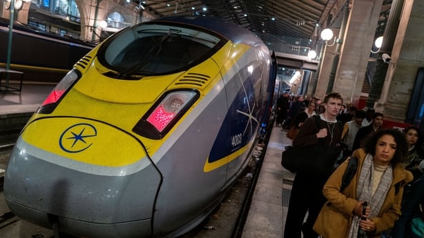 On the Eurostar platform at Gare du Nord station in Paris, France