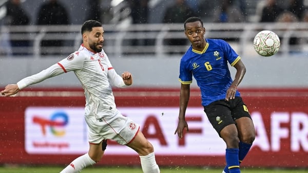 Tunisia's Dylan Bronn (L) and Tanzania's Feisal Salum - Africa Cup of Nations