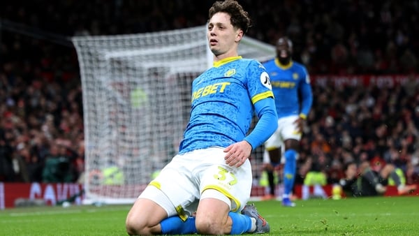 MANCHESTER, ENGLAND - DECEMBER 30: Ladislav Krejci of Wolverhampton Wanderers celebrates scoring his team's first goal during the Premier League match between Manchester United and Wolverhampton Wanderers at Old Trafford on December 30, 2025 in Manchester