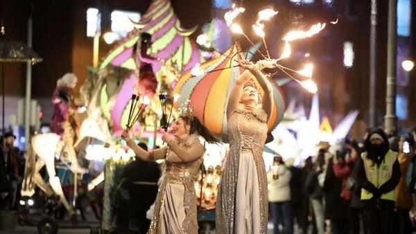 Performers take part in New Year's Eve celebrations in Dublin