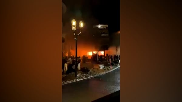 Social media footage shows fire at Swiss bar
