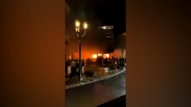 Social media footage shows fire at Swiss bar