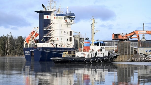 The seized vessel Fitburg is moored at the harbour in Kirkkonummi, Finland