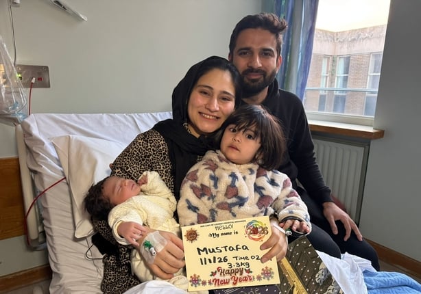 Parents Ifrah Mir and Wahaj Mehmood with baby Mustafa Mir 
