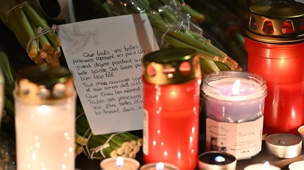 CRANS-MONTANA, SWITZERLAND - JANUARY 01: Flowers, candles and notes are laid after a fire broke out overnight at Le Constellation bar on January 01, 2026 in Crans-Montana, Switzerland. According to authorities, the fire began around 1:30 AM local time, with reports that 47 people are believed to hav