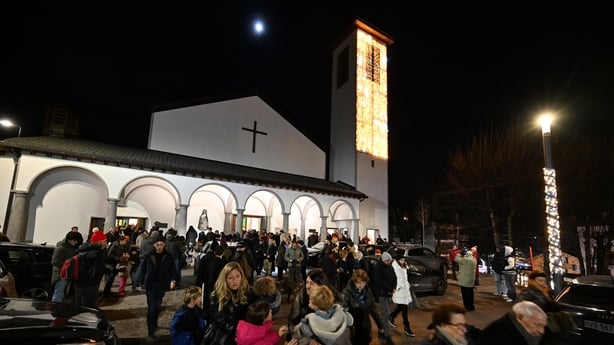 CRANS-MONTANA, SWITZERLAND - JANUARY 01: A mass is held after a fire broke out overnight at Le Constellation bar on January 01, 2026 in Crans-Montana, Switzerland. According to authorities, the fire began around 1:30 AM local time, with reports that 47 people are believed to have died and over a hun