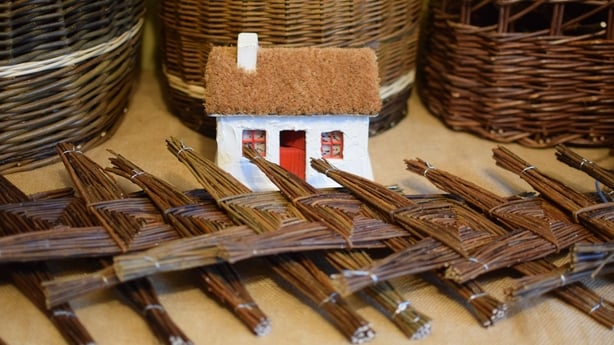 Baskets and St Brigid's Crosses made out of willow 