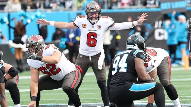 CHARLOTTE, NC - DECEMBER 21: Tampa Bay Buccaneers quarterback Baker Mayfield (6) during an NFL football game between the Tampa Bay Buccaneers and the Carolina Panthers on December 21, 2025 at Bank of America Stadium in Charlotte N.C. (Photo by John Byrum/Icon Sportswire via Getty Images)