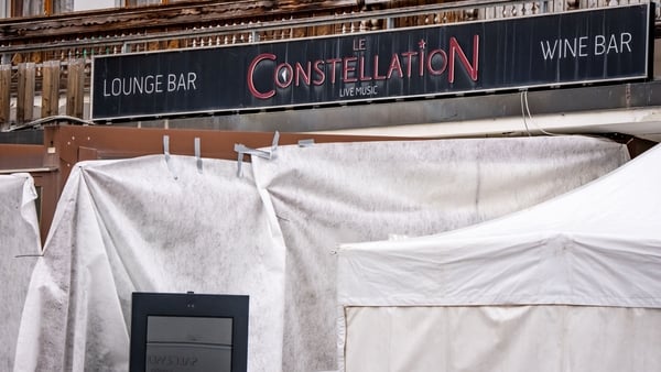 A picture shows the entrance of Le Constellation bar where a fire ripped through the venue during New Year's celebrations in the ski resort town of Crans-Montana
