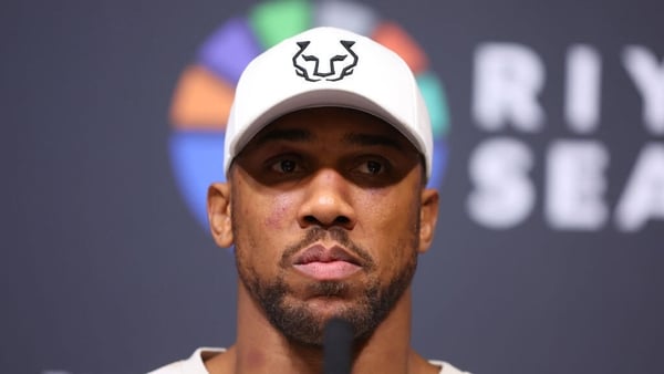 Anthony Joshua speaks to the media during a post fight press conference