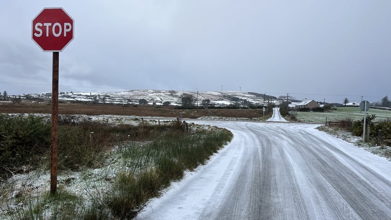 A road with a dusting of snow near Buncrana, Co Donegal